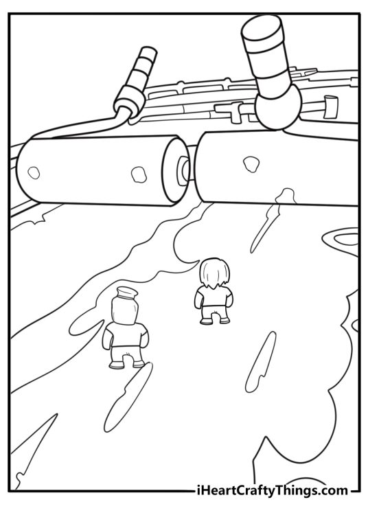 Sailor Spinach on narrow platforms in Paint Splash map coloring page