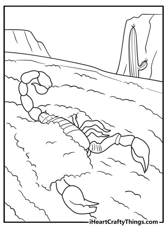Scorpion hiding under sand coloring page