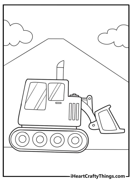 Simple bulldozer for preschool kids to color