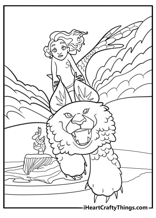 Spellbound dragon flying over the kingdom coloring page