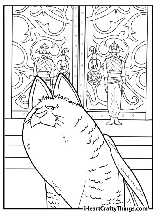 Spellbound dragon guarding a mystical gate made of stone coloring page
