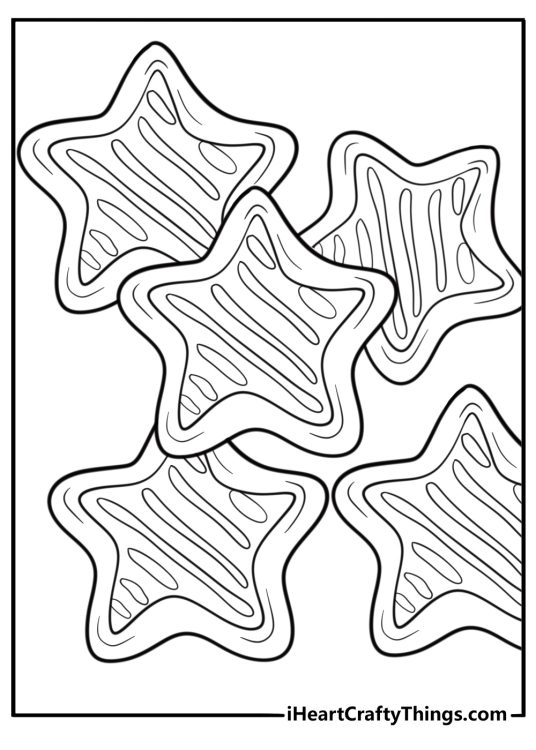 Star-shaped Christmas cookie with icing free coloring page PDF