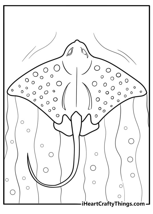 Stingray in open ocean with waves above free coloring page
