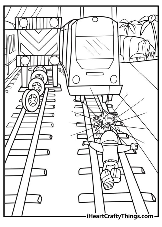 Subway surfers character activating a score booster coloring page