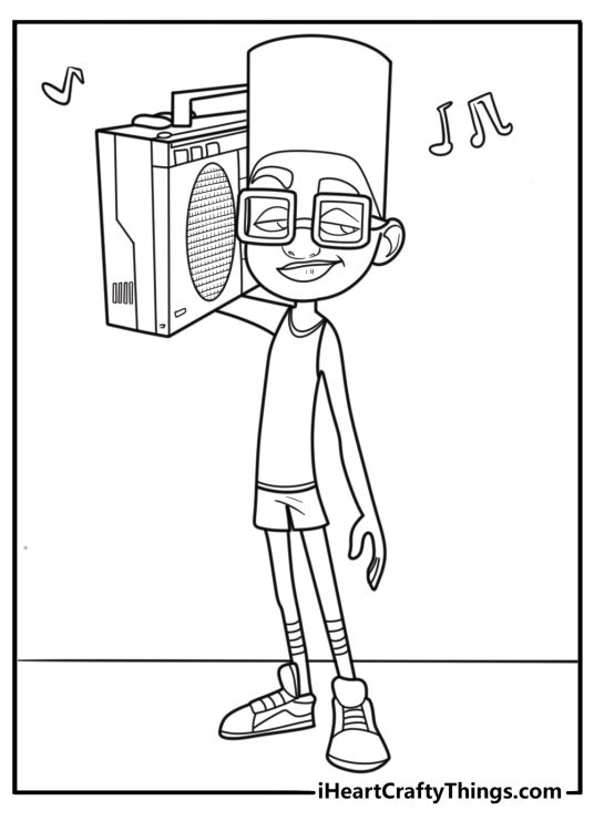 Subway surfers fresh with his boombox coloring page