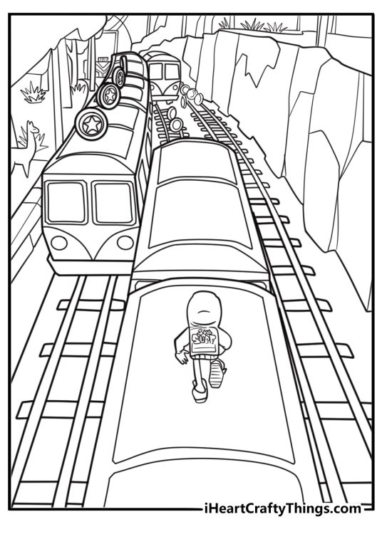 Subway surfers gold coin trail behind character coloring sheet