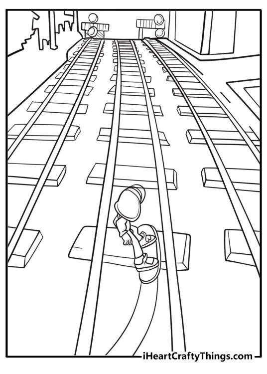 Subway surfers hoverboard trail effect coloring page