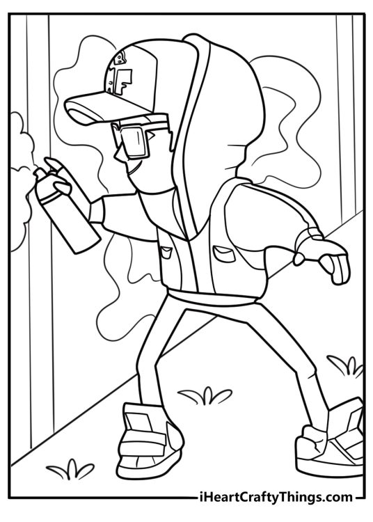 Subway surfers jake spray painting a train coloring page