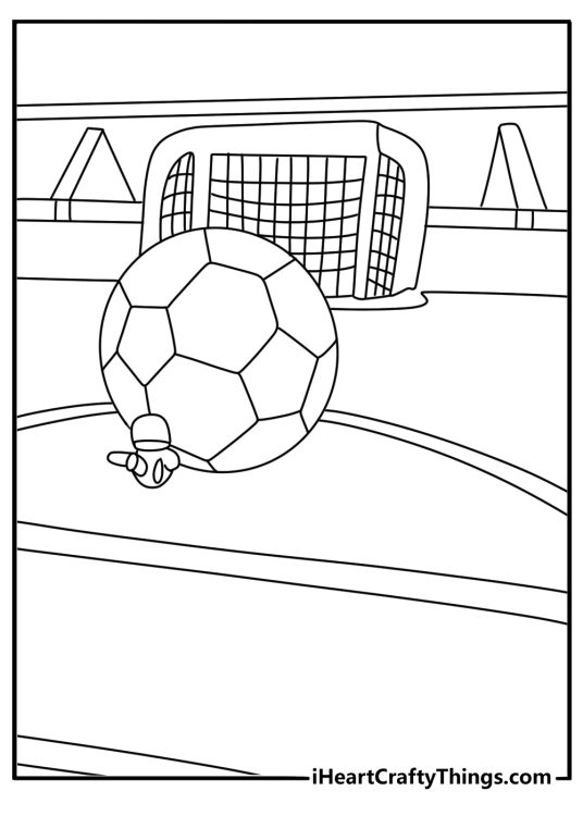 Thomas Score chasing ball on Stumble Soccer mini game coloring sheet