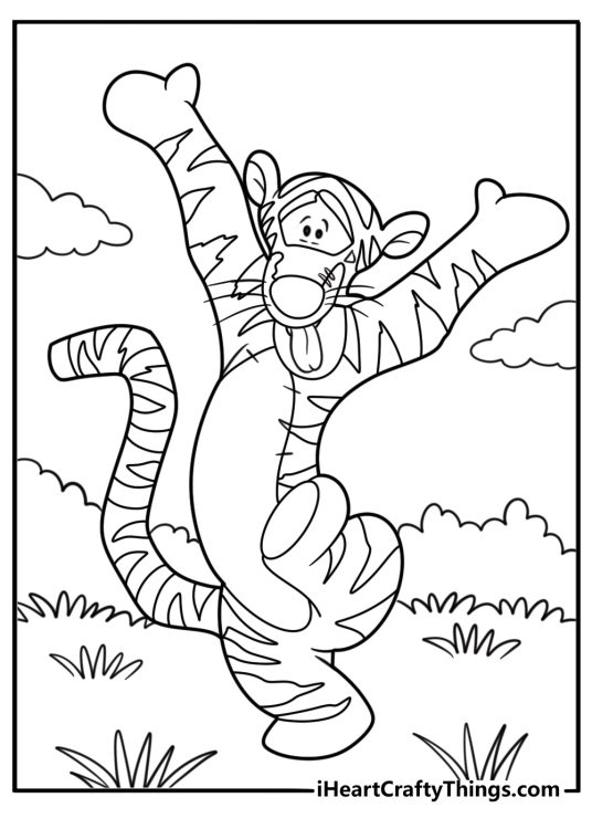 Tigger making silly faces coloring page