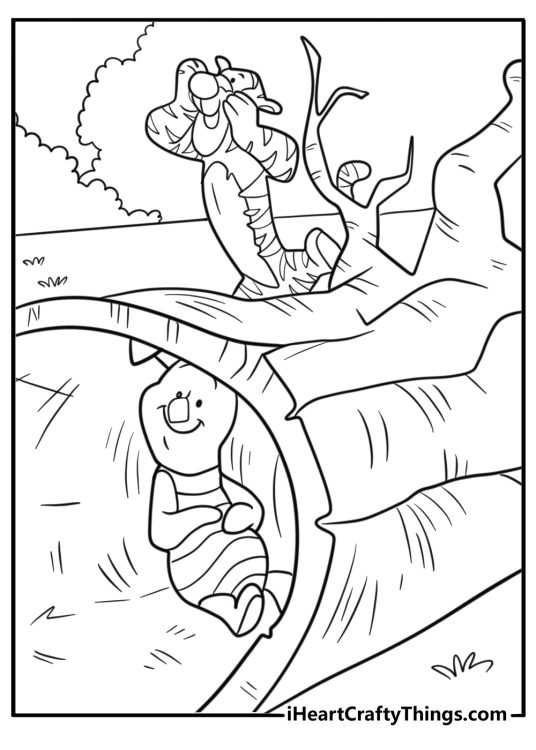 Tigger playing hide and seek coloring page