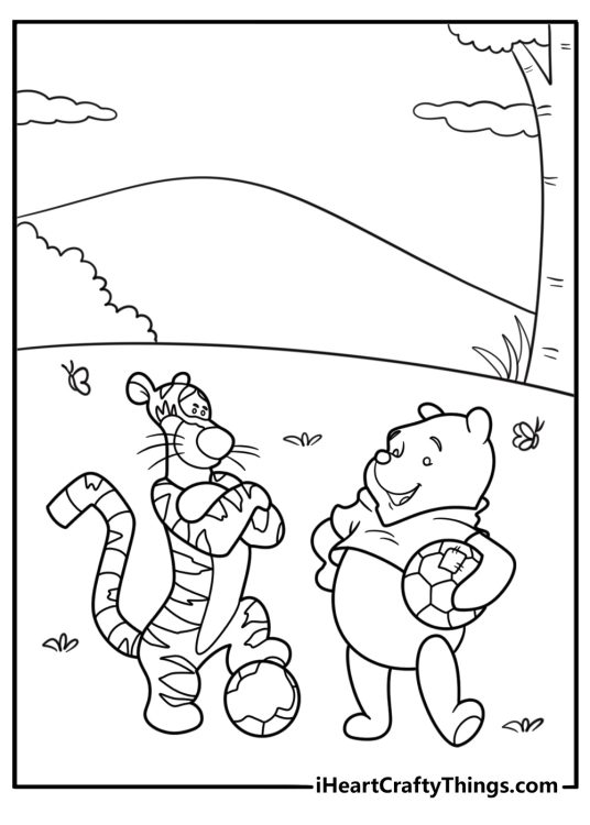 Tigger playing with winnie the pooh coloring page