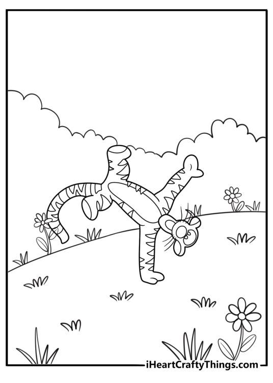 Tigger rolling down a hill coloring page