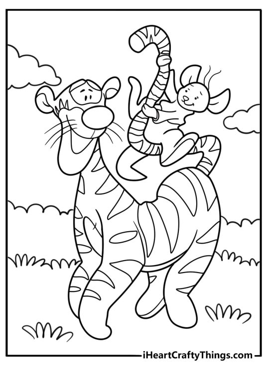 Tigger sitting next to roo coloring page