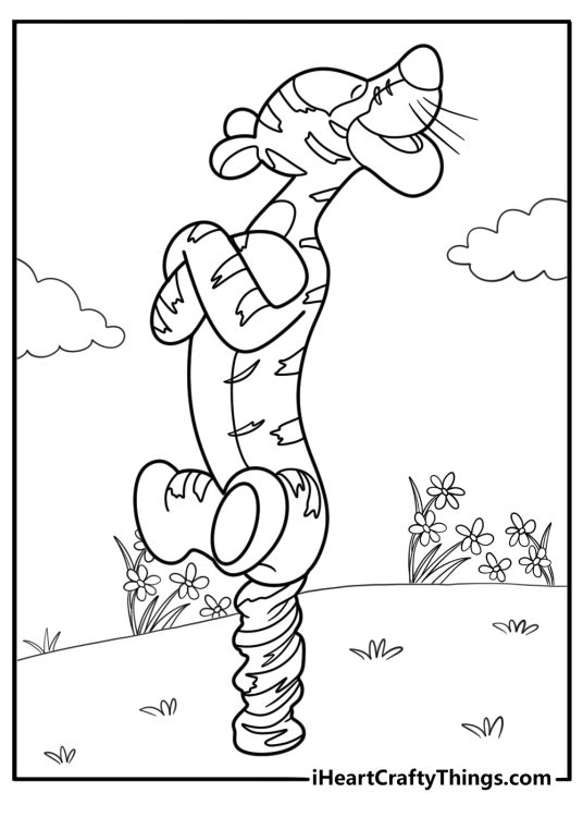 Tigger standing on his tail coloring page