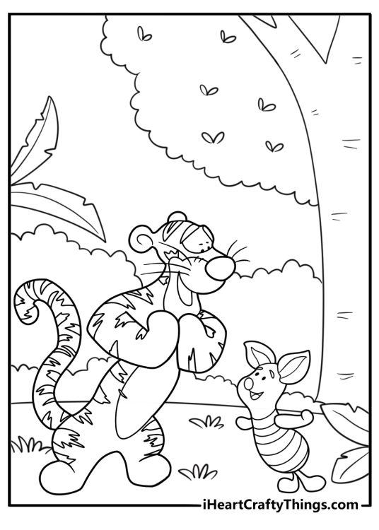 Tigger talking to piglet coloring page