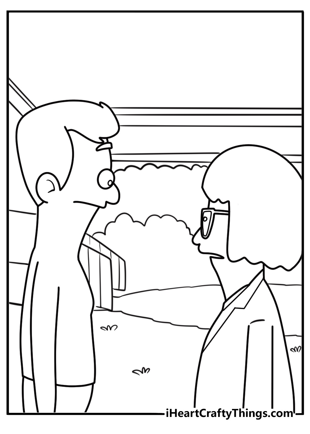 tina trying to talk to a boy coloring page