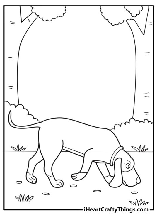 Trusty sniffing the ground coloring page
