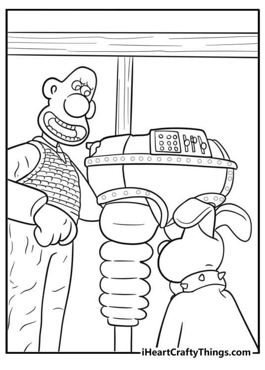 Wallace and Gromit with the wrong trousers coloring page