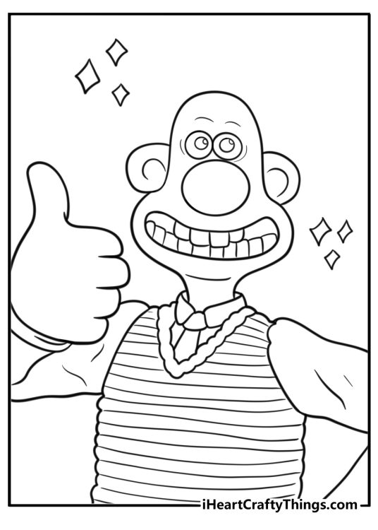 Wallace wearing his green vest and tie free coloring page pdf