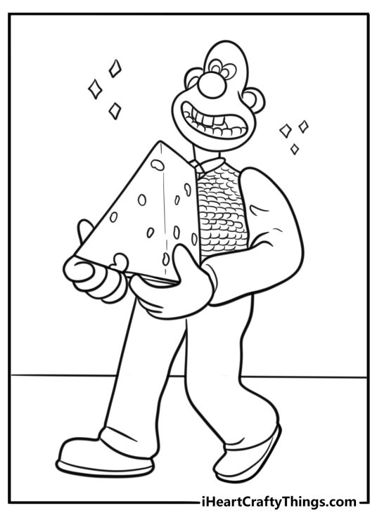 Wallace with his cheese collection free coloring page pdf