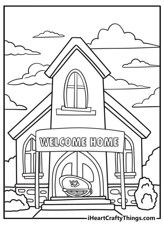 Welcome home banner for delivered baby animal coloring page
