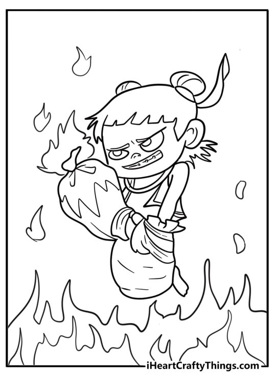 Young Ne Zha with a mischievous expression coloring page