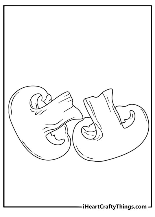 A cremini mushroom cut in half makes this simple food coloring page