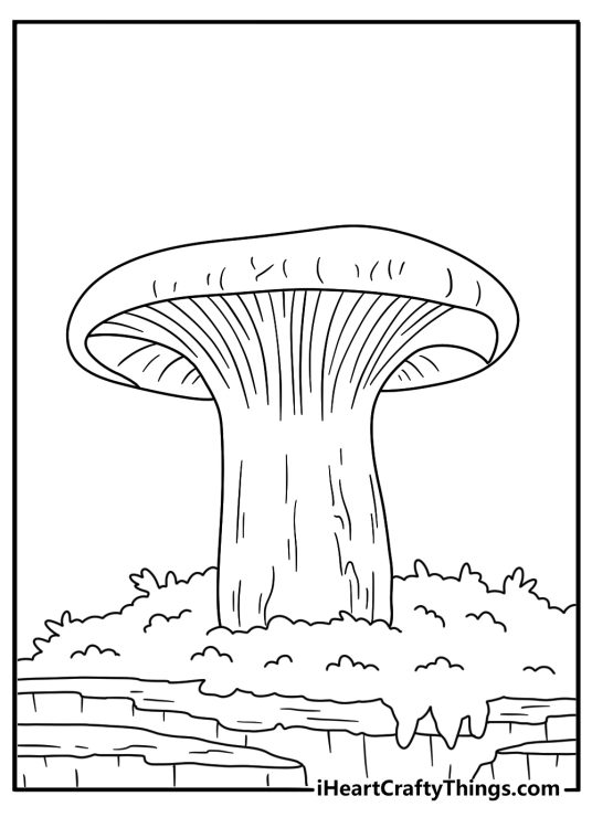 A king oyster mushroom stands upright in this printable fungi sheet