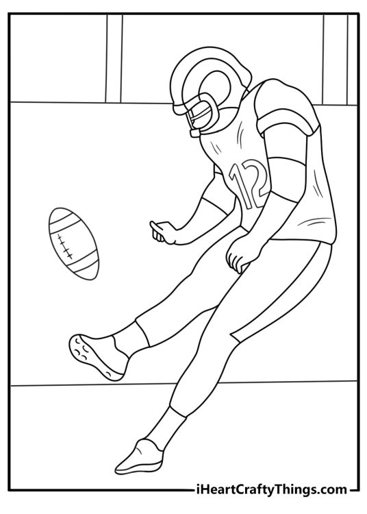 A long snapper sends the ball back to the punter in this easy coloring sheet