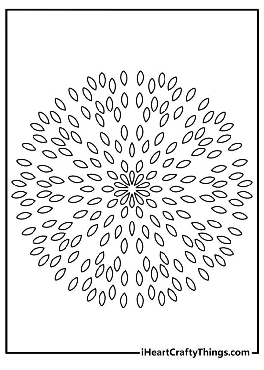 A sunflower seed pattern forms a detailed round mandala printable