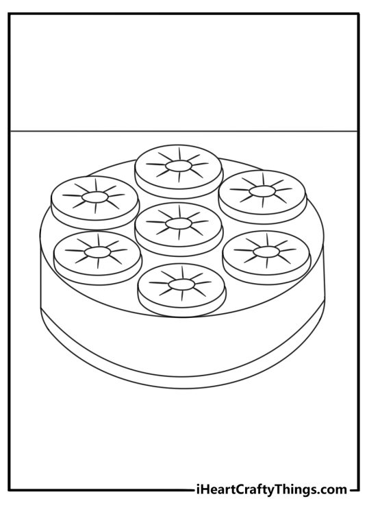 An upside down pineapple cake appears in this detailed printable