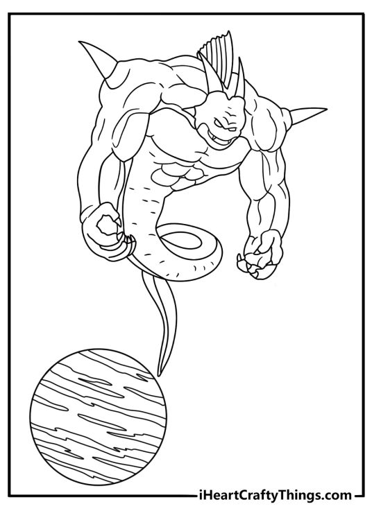 Detailed Dragon Ball Z coloring sheet with Porunga above Namek
