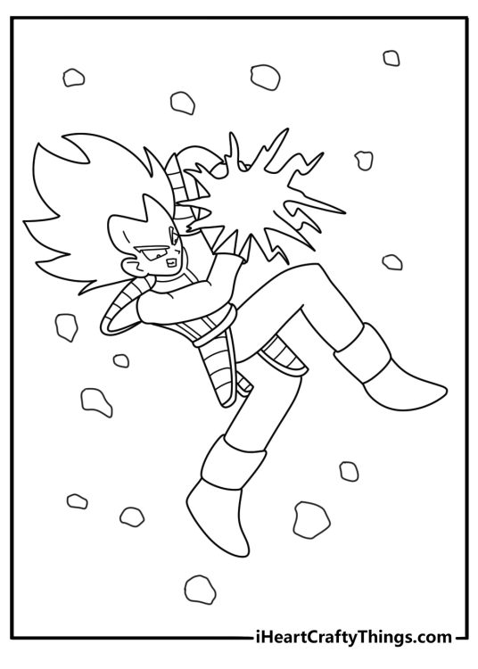 Dragon Ball Z coloring page showing Vegeta charging a Galick Gun