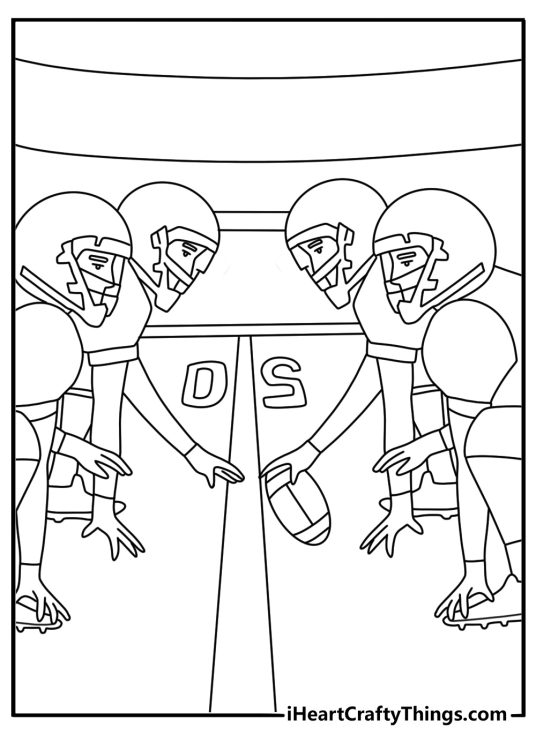 Free football printable showing players lined up for an extra point