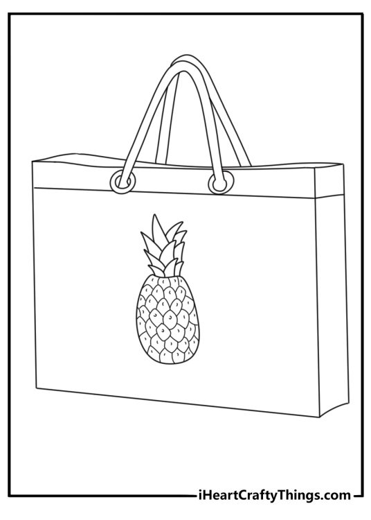 Free pineapple printable showing a fruit design on a summer tote bag