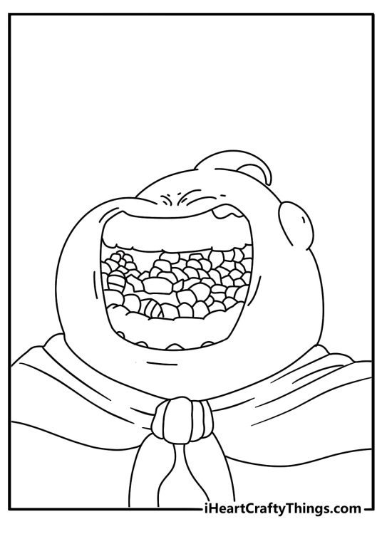 Free printable anime sheet showing Buu turning candy into chocolate