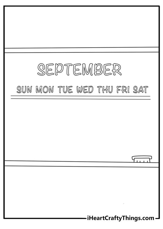 Kids can color a classroom chalkboard with a September calendar