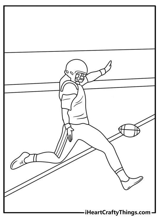 Kids can color a punter kicking the ball downfield