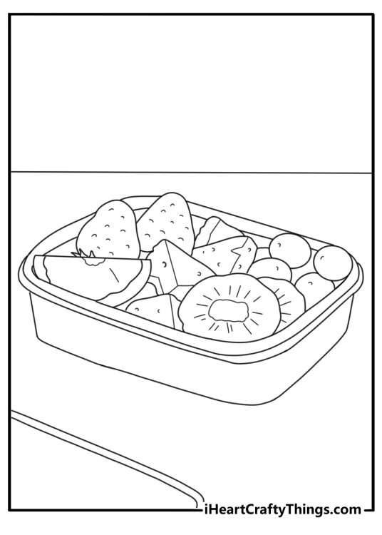 Kids can color pineapple chunks inside a lunch box