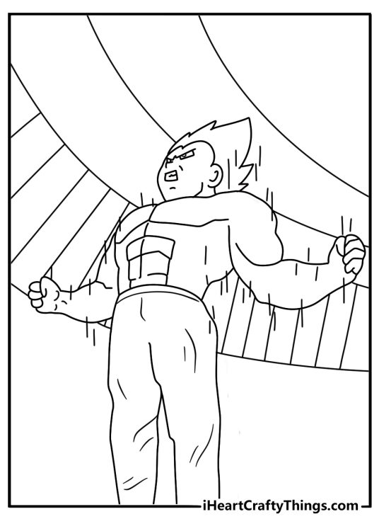 Printable Dragon Ball Z page with Vegeta inside a gravity room