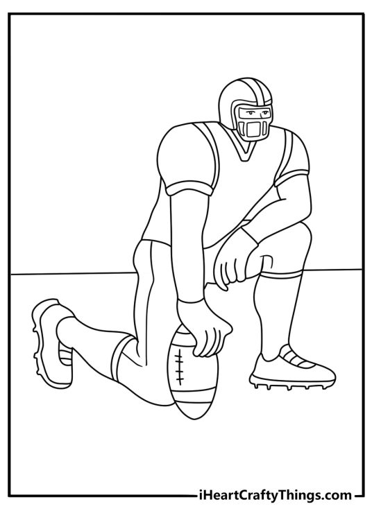 Printable football page with a quarterback kneeling to end the game