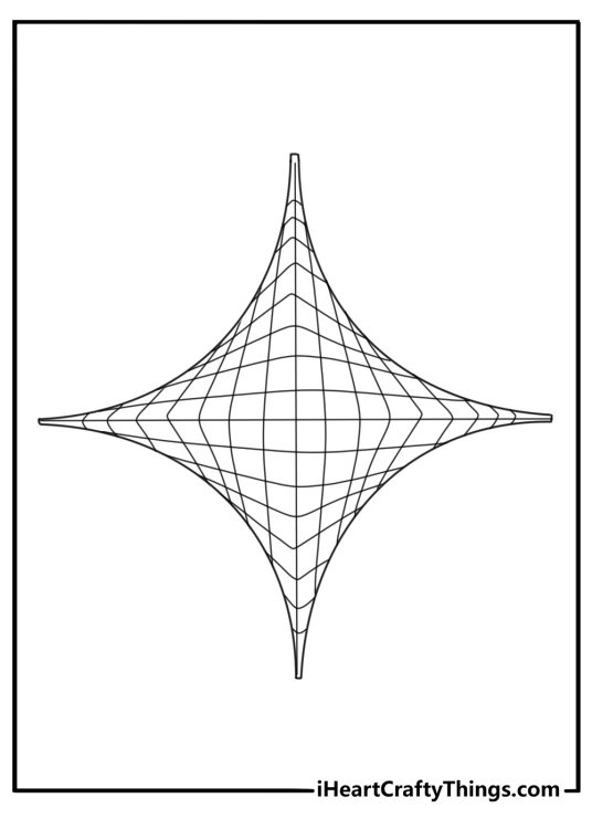 Printable geometric coloring sheet with diamonds and curved lines
