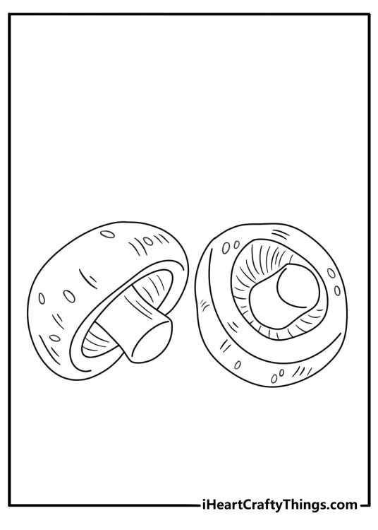 Printable mushroom coloring page with a broad portobello cap