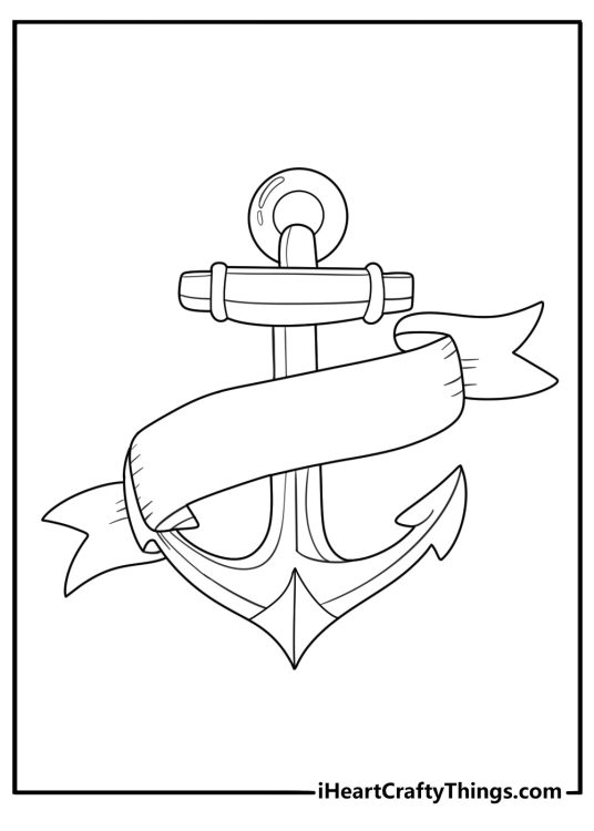 Anchor with banner space for text coloring page