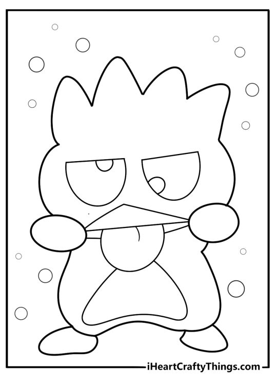 Badtz maru making a sarcastic face cartoon coloring sheet