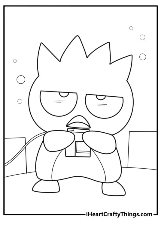 Badtz maru playing video games easy coloring page
