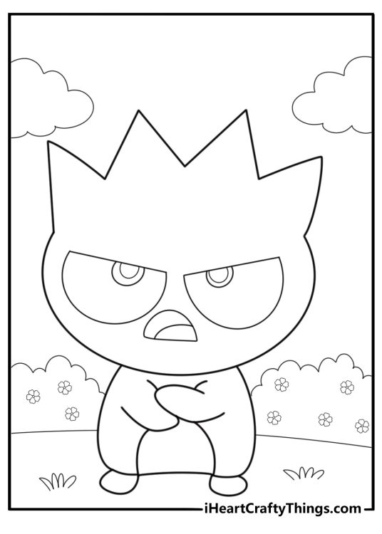 Badtz maru sitting with arms crossed simple coloring page