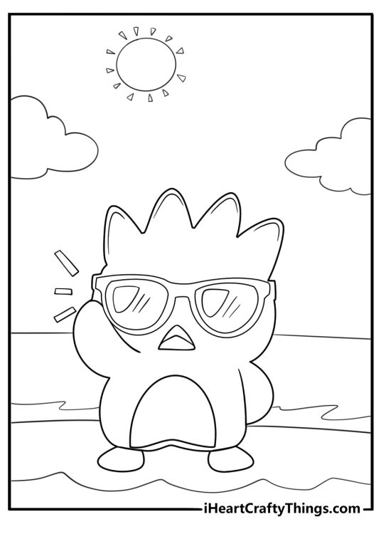 Badtz maru wearing sunglasses easy coloring page for kids