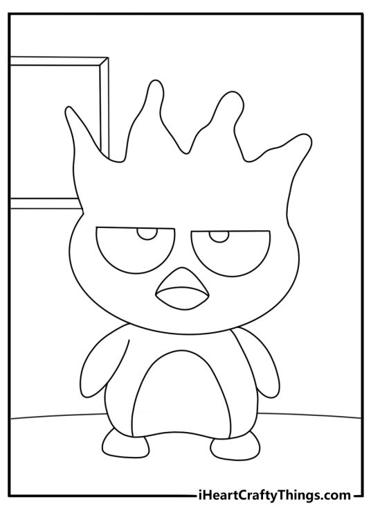 Badtz maru with messy hair in the morning funny coloring sheet